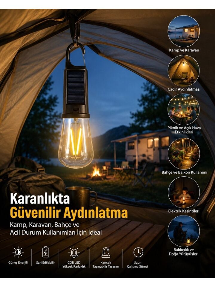 PANTHER PT-331 ŞARJLI SOLAR KAMP LAMBASI