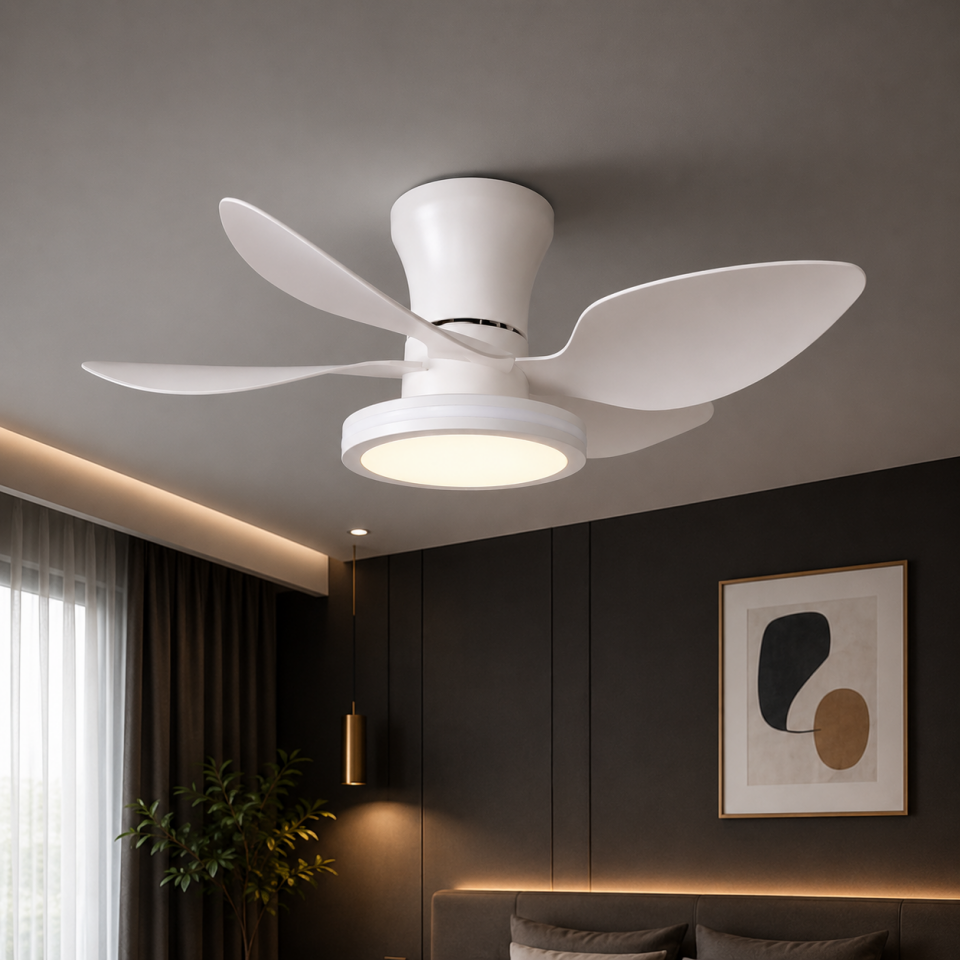 KCF304 30W LEDLİ DEKORATİF PLASTİK TAVAN VANTİLATÖRÜ BEYAZ