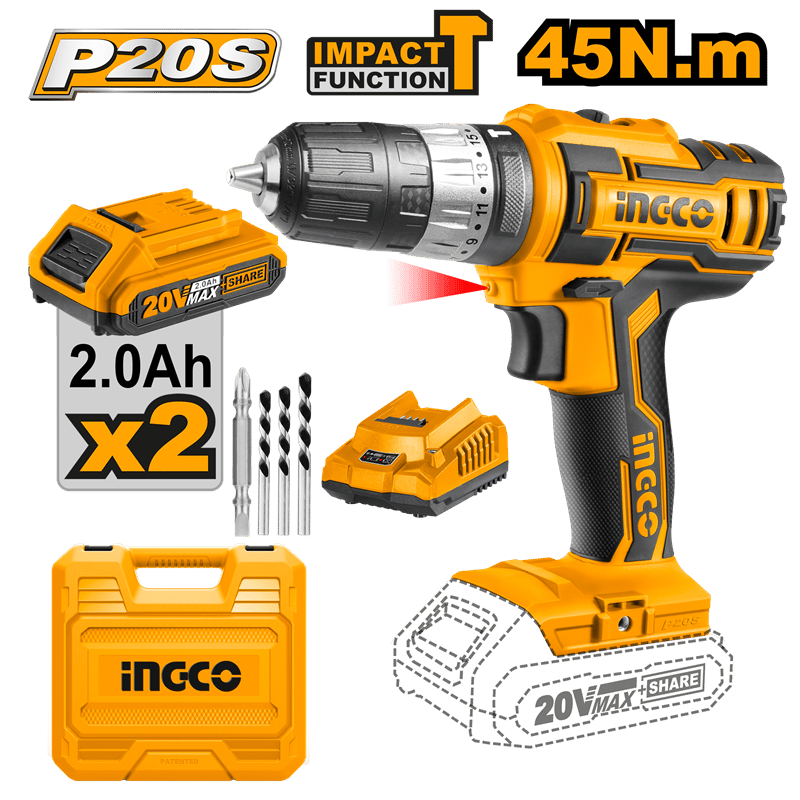 INGCO ING-CIDLI200215 Lİ-İON AKÜLÜ DARBELİ MAKAP 10MM 20V 2.0AH