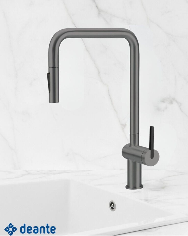 DEANTE MOMI ÇEKME SPİRALLİ MUTFAK BATARYASI TİTANYUM BKM D73N