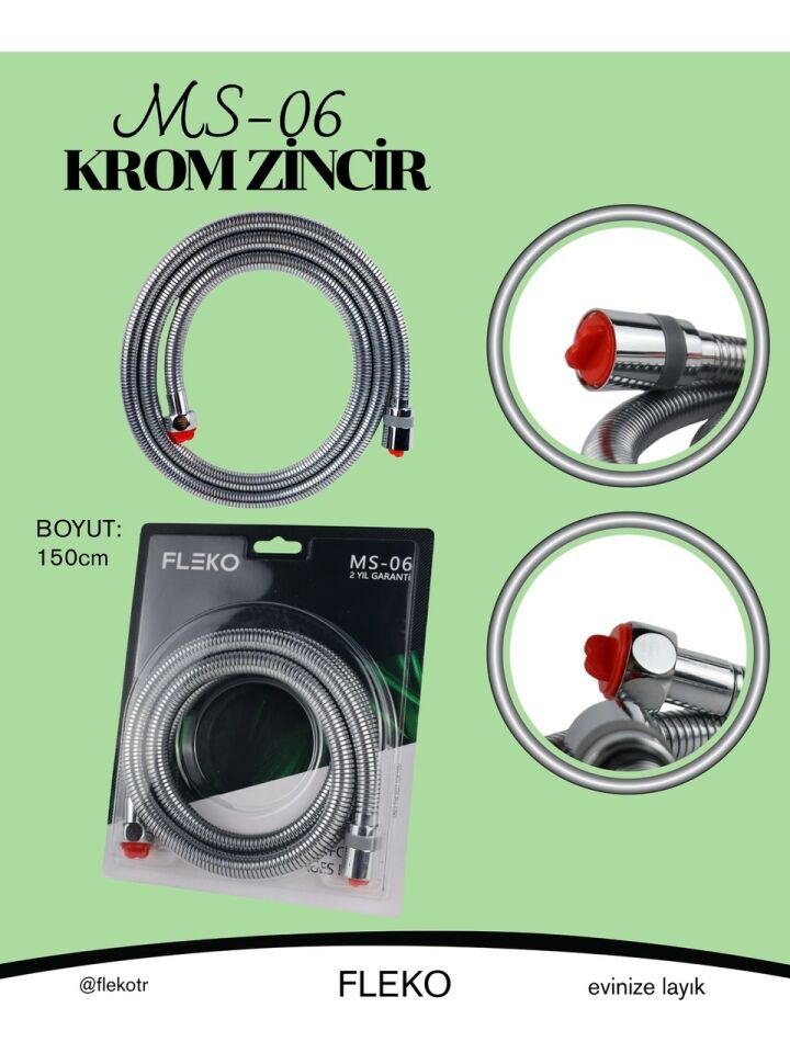 FLEKO MS-06 DUŞ HORTUMU 360 DERECE DÖNER