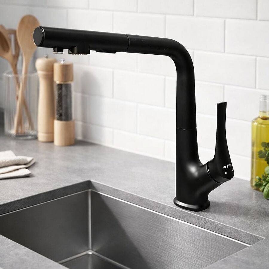 FLEKO MİRANDA BLACK ARITMALI MUTFAK BATARYASI