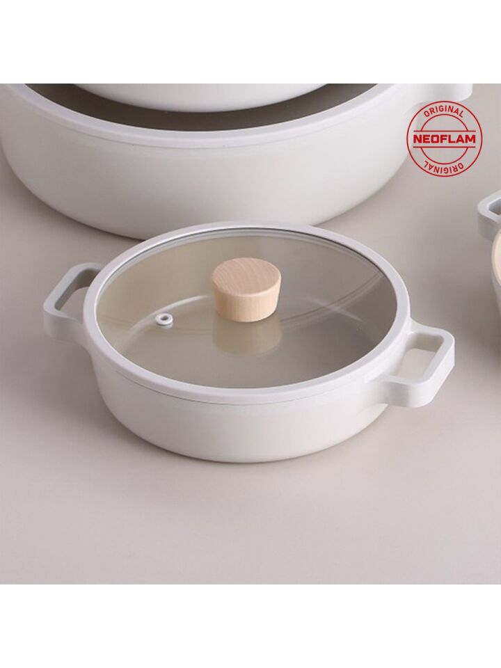 NEOFLAM FİKA 18CM ALÜMİNYUM CAM KAPAKLI SAHAN BEJ